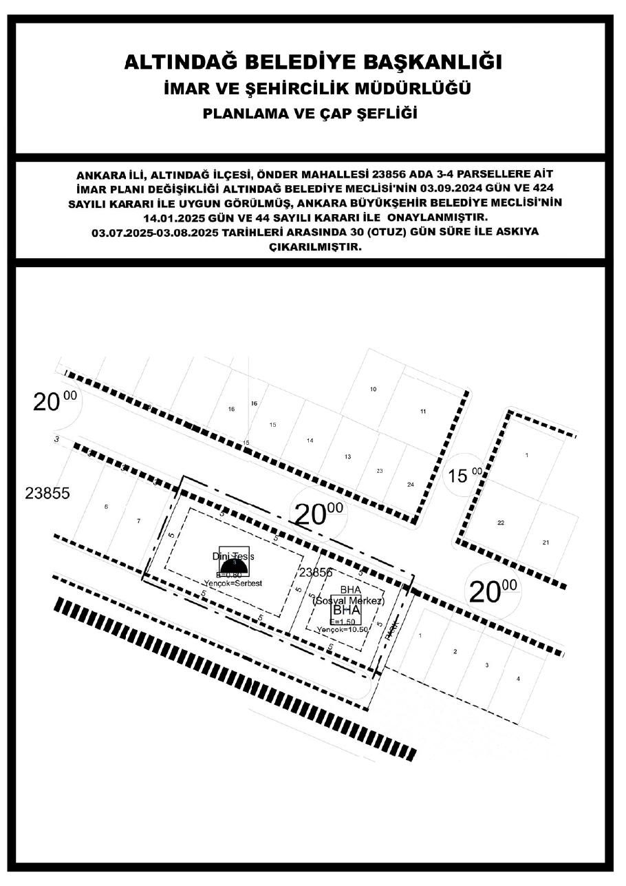 Önder 23856 ada plan değişikliği askı paftası