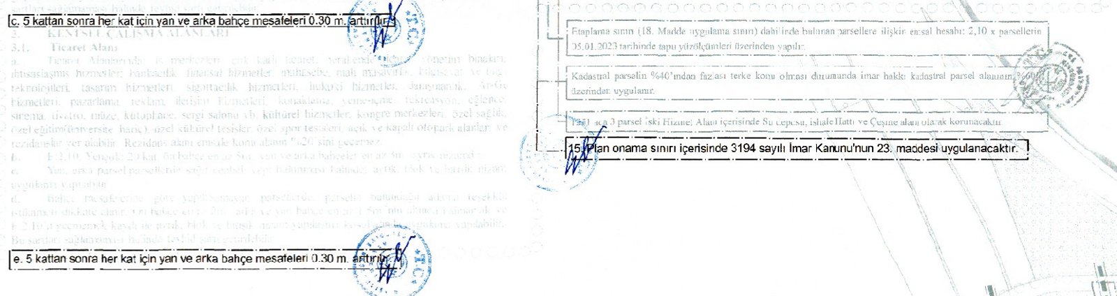 İçerenköy II. Etap UİP değişikliğinde eklenen plan notları