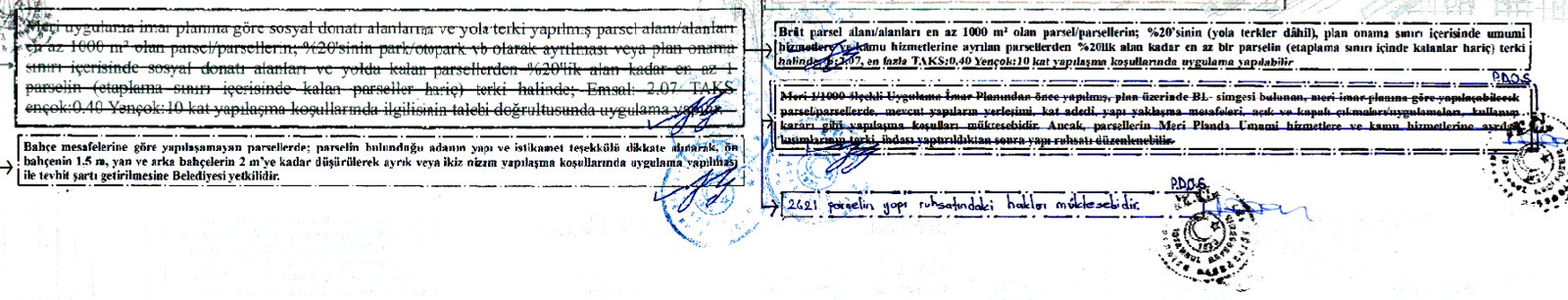 Kayışdağı ve İnönü UİP değişikliğinde işaretli plan notları