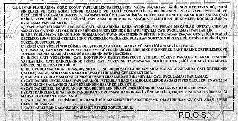 Başıbüyük planına işlenen çatı dairesi plan notu