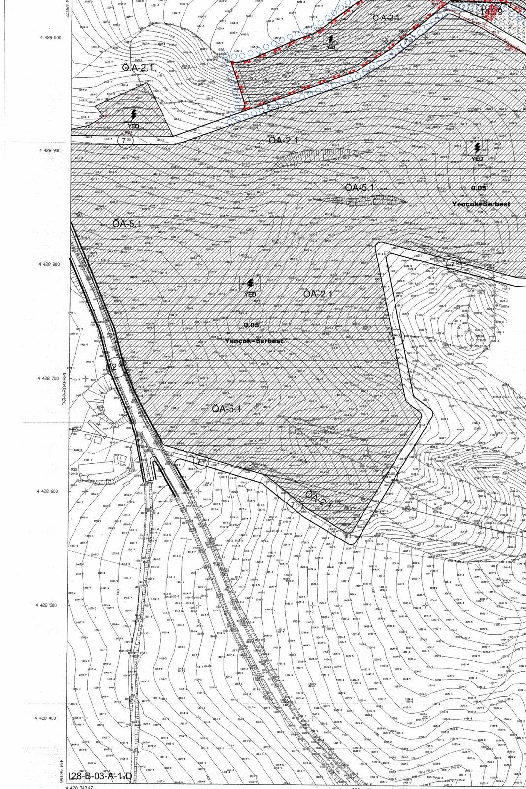 Ayaş Şeyhmuhittin 145 ada 13 parsel GES amaçlı 1/1000 uygulama imar planı paftasından bir bölüm