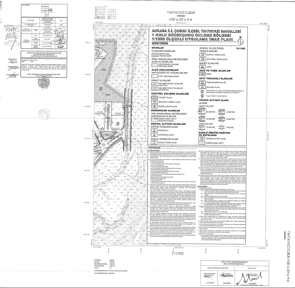 Tahtayazı 1 Nolu Gecekondu Önleme Bölgesi 1/1000 UİP paftası