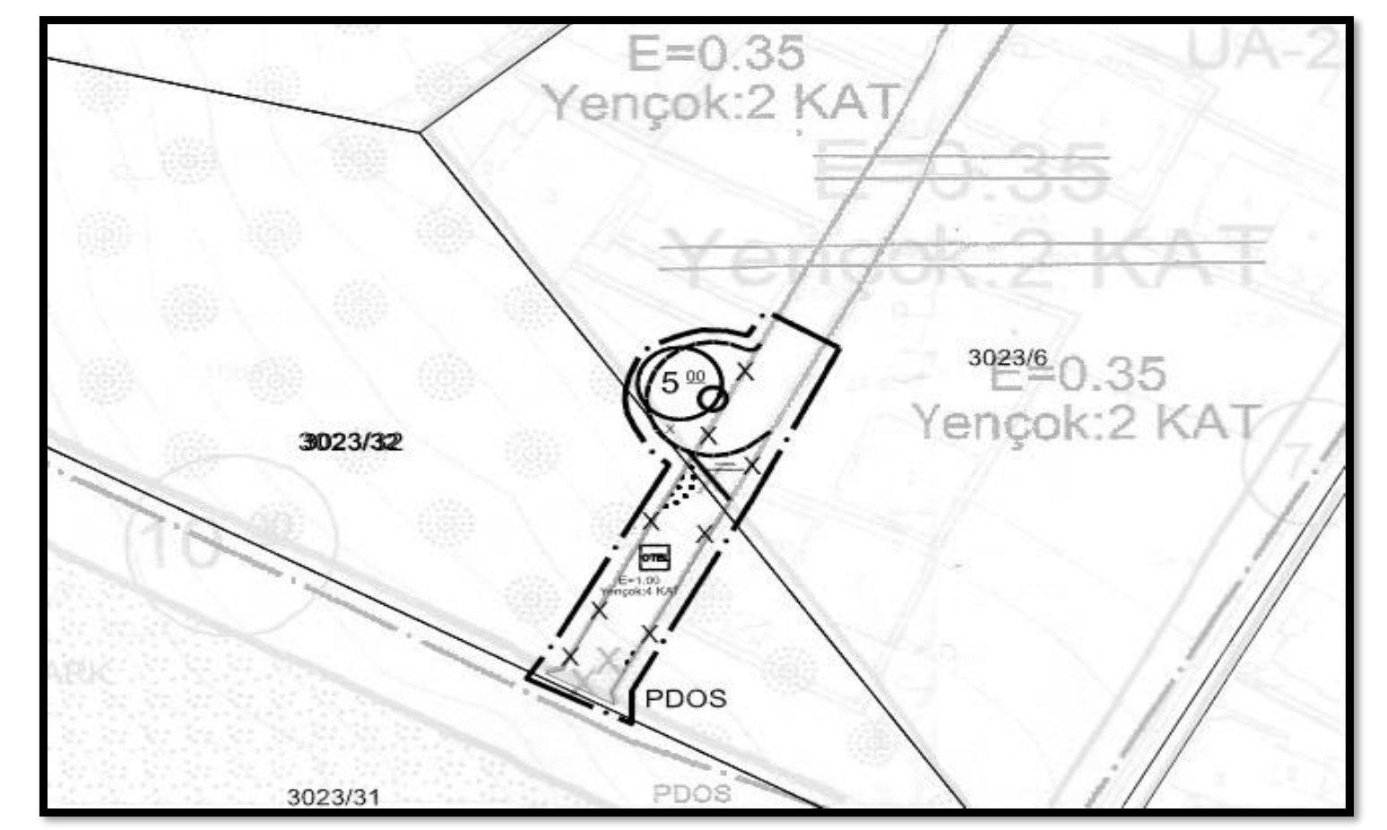 Sahilköy 3023 ada 6 ve 32 parsel plan değişikliği bilgi paftası