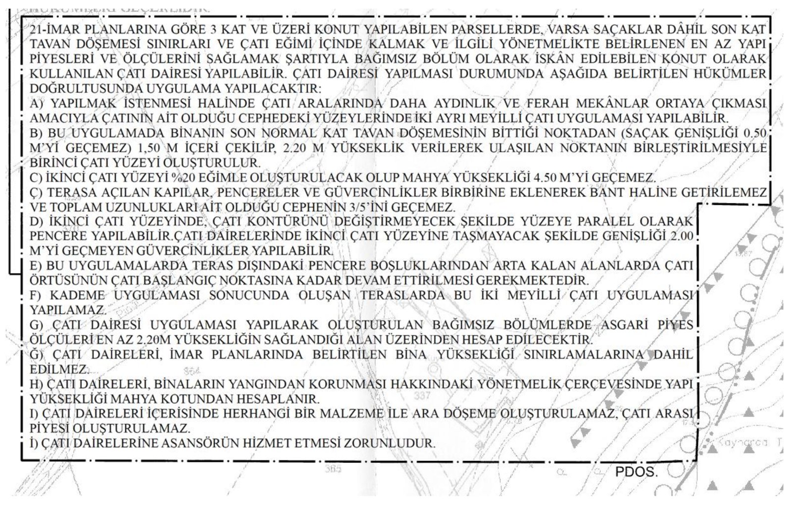 Şile çatı katı plan notu değişikliği, 21 numaralı plan notu