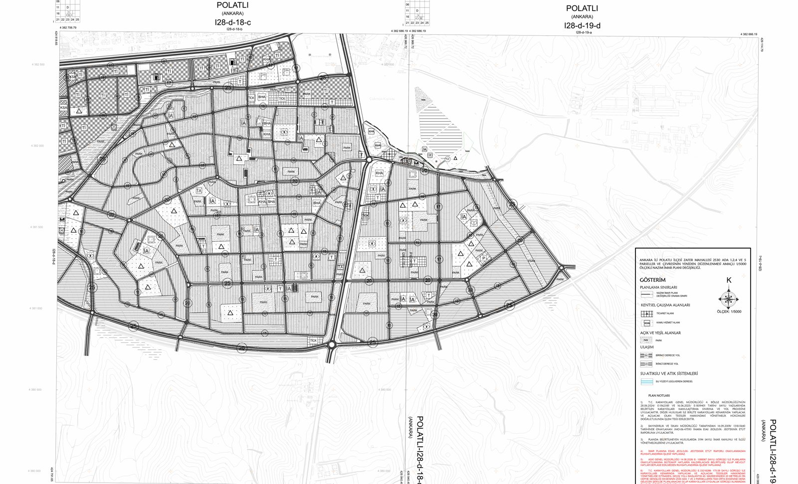 Polatlı Zafer Mahallesi 2530 ada nazım imar planı değişikliği paftası