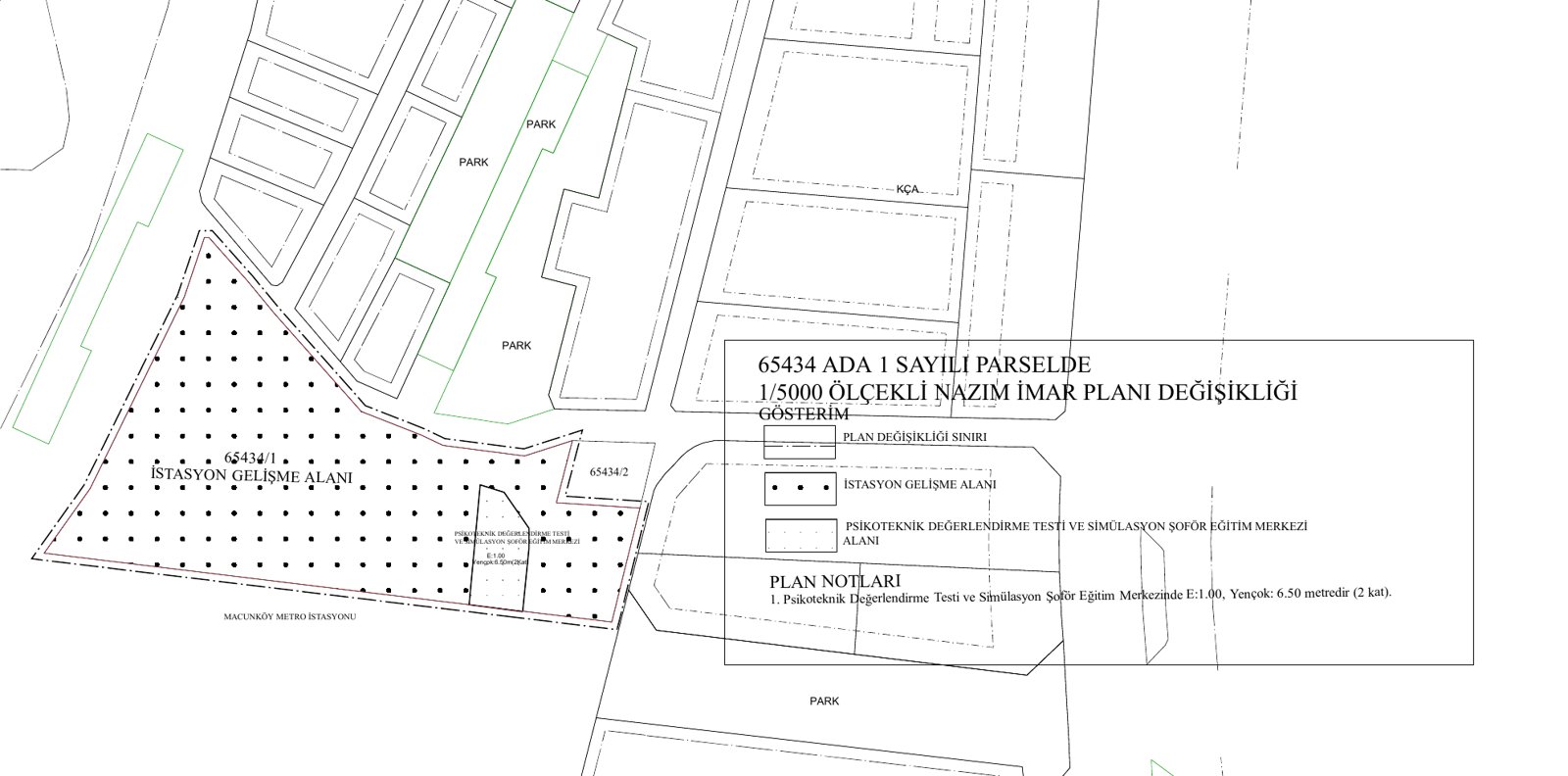 Macunköy 65434 ada 1 parsel nazım imar planı değişikliği paftası