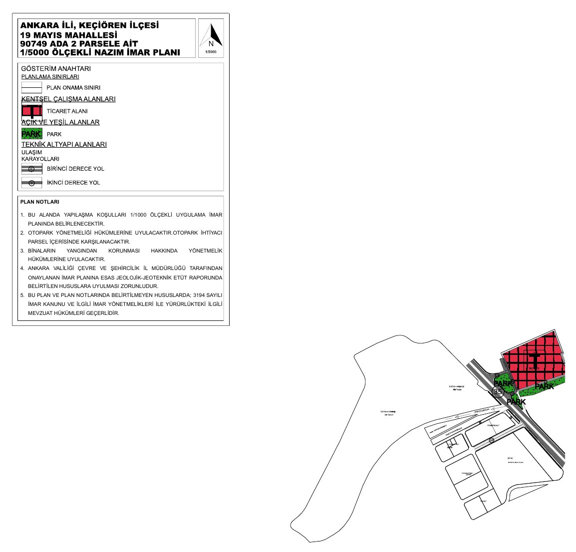 Keçiören 19 Mayıs 90749 ada 2 parsel nazım imar planı değişikliği askı paftası